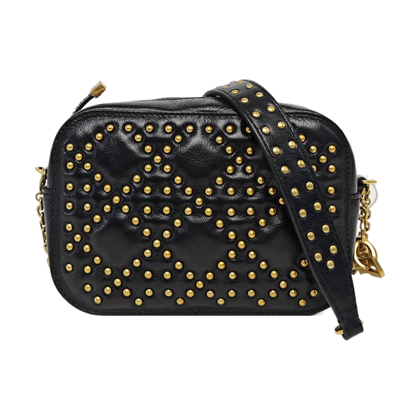 Cannage Calfskin Shoulder Bag Black