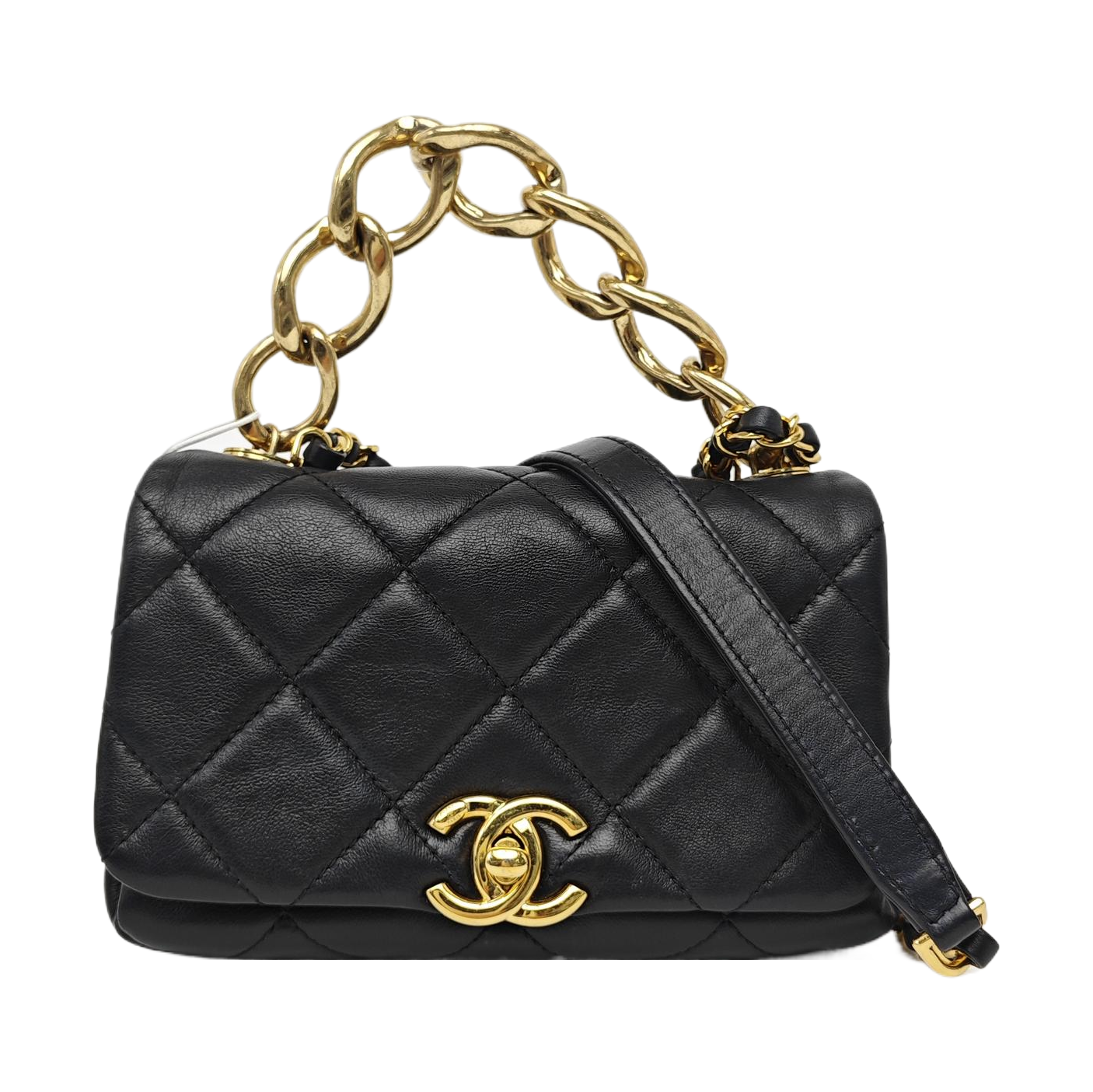 CHAIN INFINITY TOP HANDLE Mini Quilted Lambskin Black