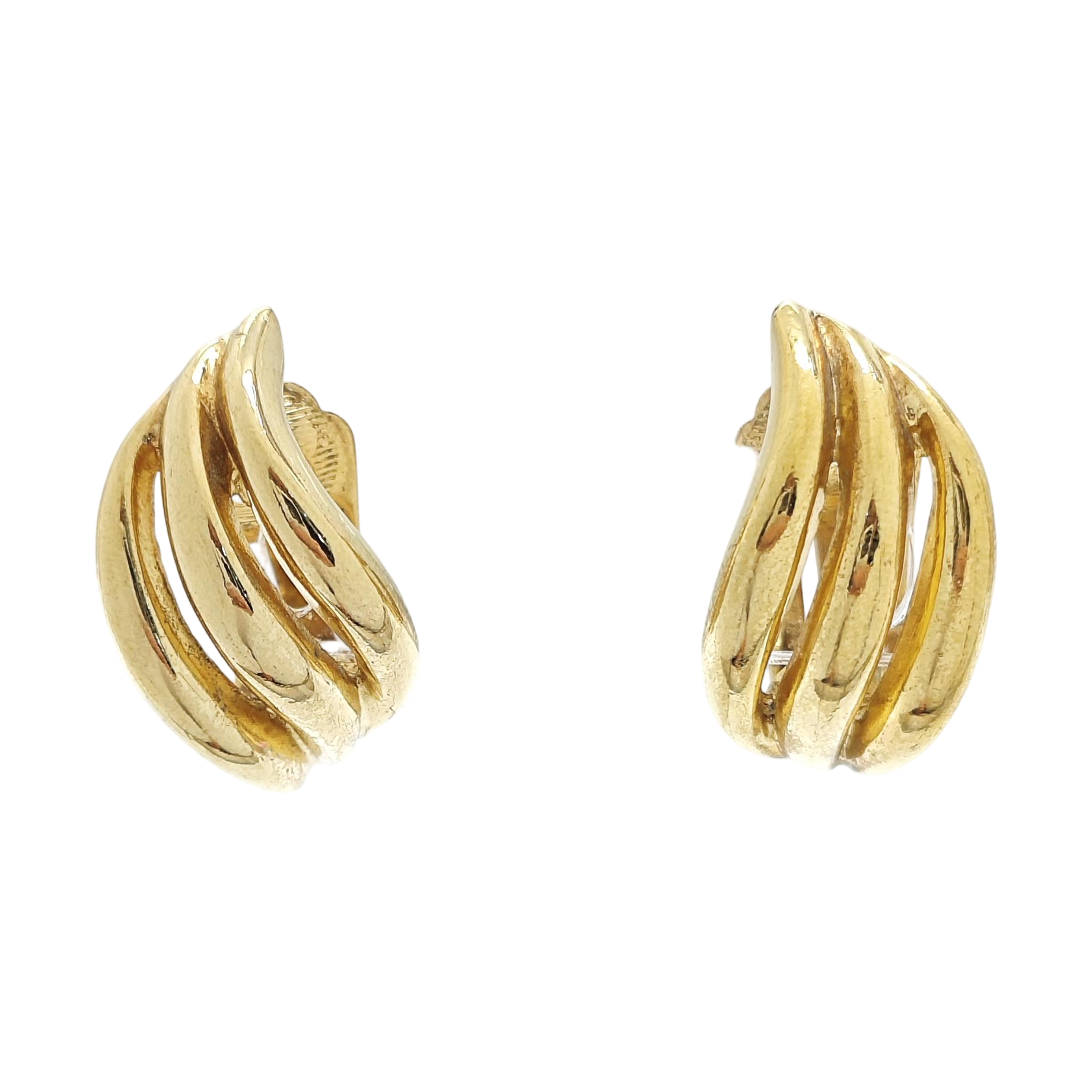 Twist Round Metal Gold Clip On Earrings