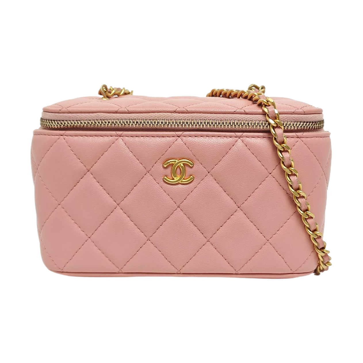VANITY CASE Small Quilted Lambskin Pink