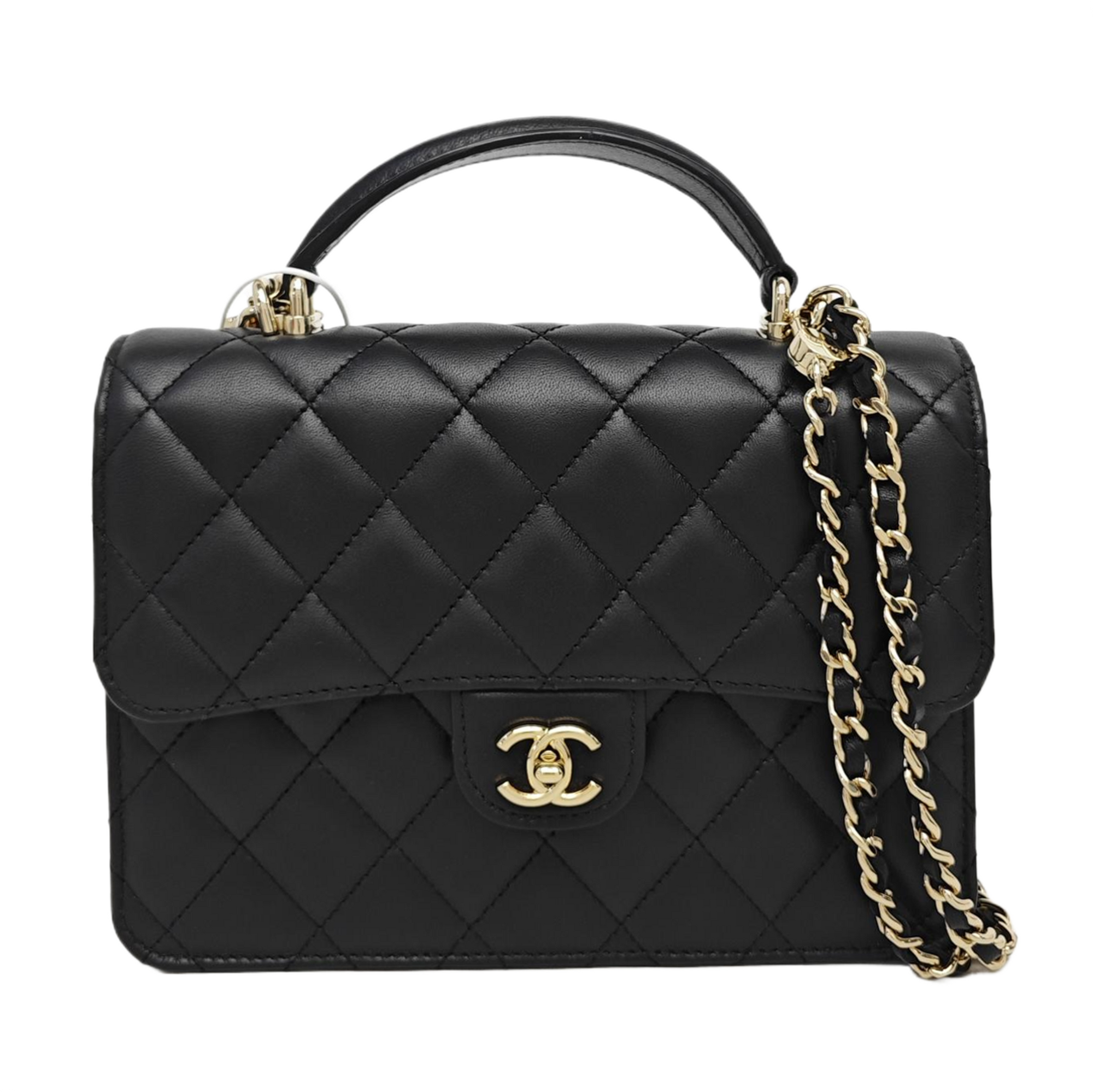 Quilted Lambskin Shoulder Bag Mini Black