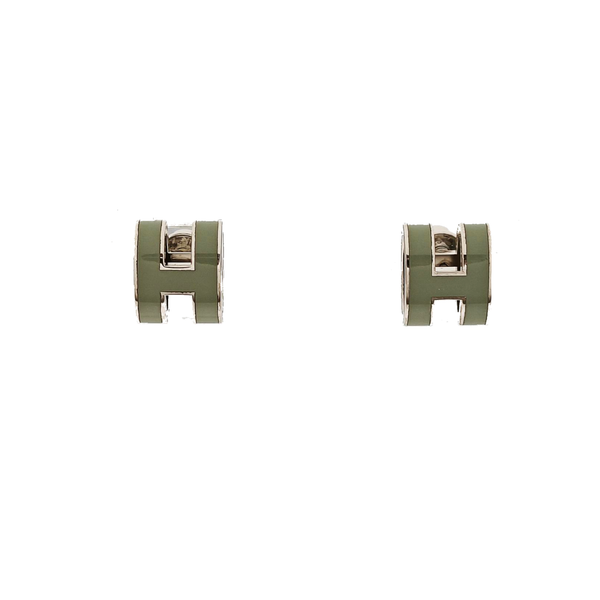 Pop H Metal Silver Stud Earrings