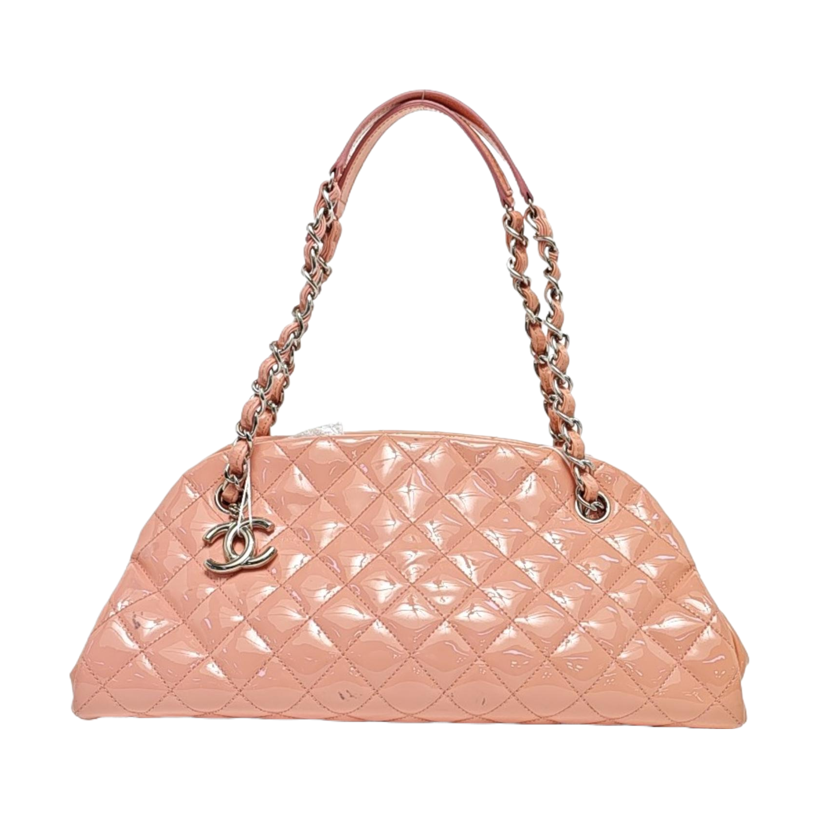 Authenticated pre-owned  JUST MADEMOISELLE Quilted Patent Leather Pink - Top Handle Bag at Looply