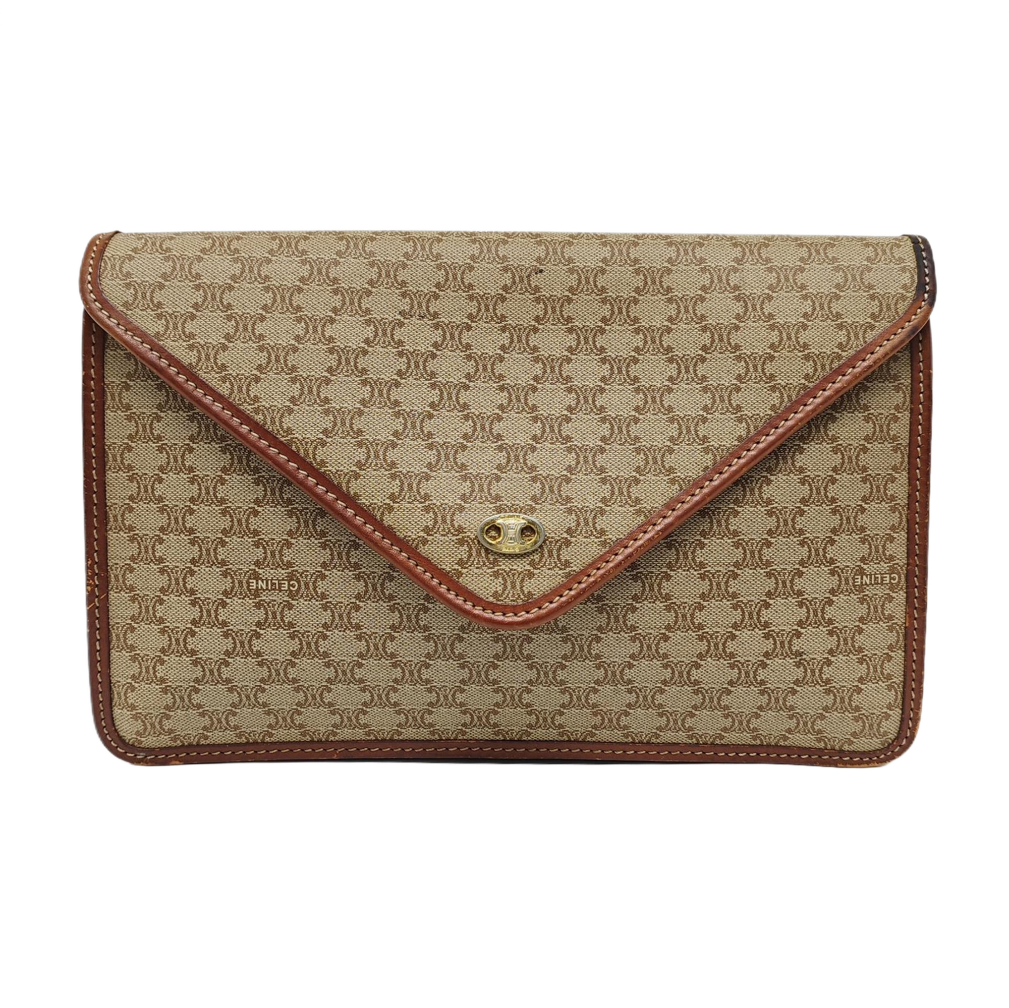 Coated Canvas Clutch Beige