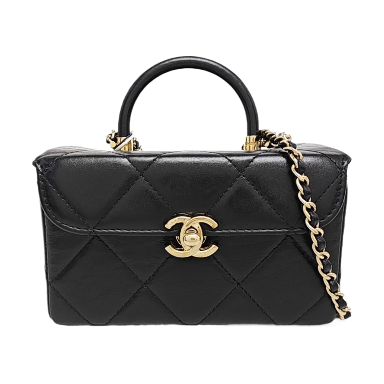 Quilted Calfskin Shoulder Bag Mini Black