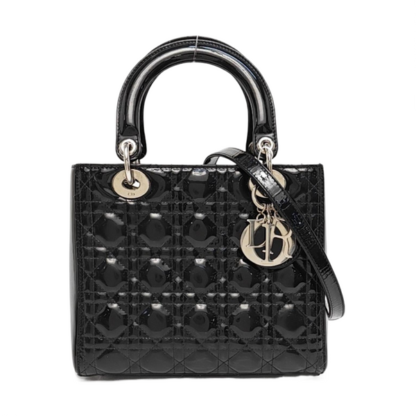 Lady Dior Medium Cannage Patent Leather Black