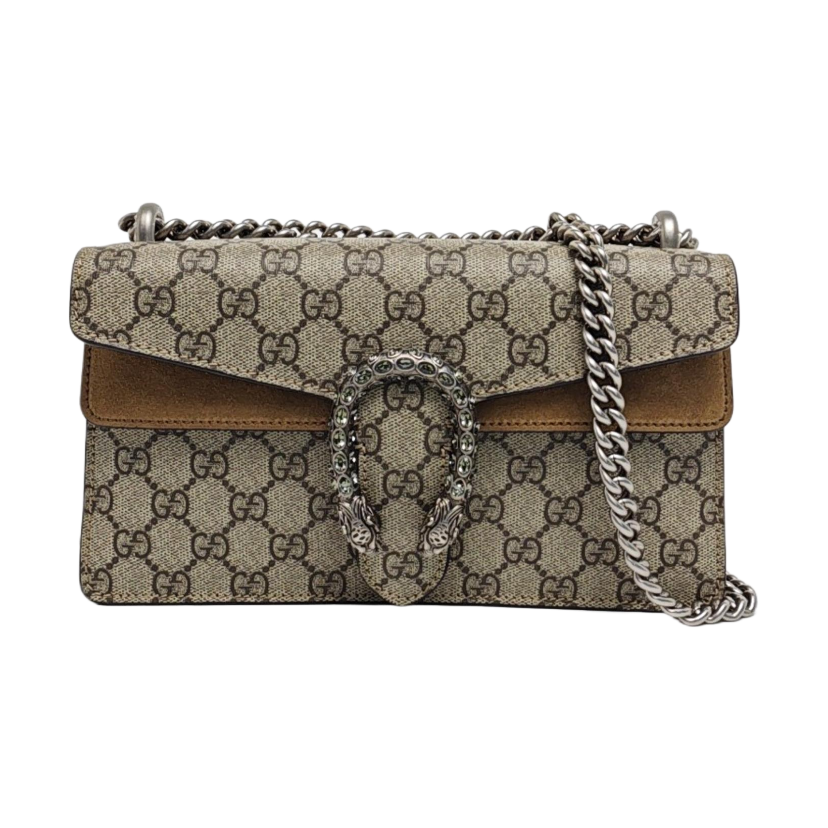 Dionysus Small Monogram Coated Canvas Beige