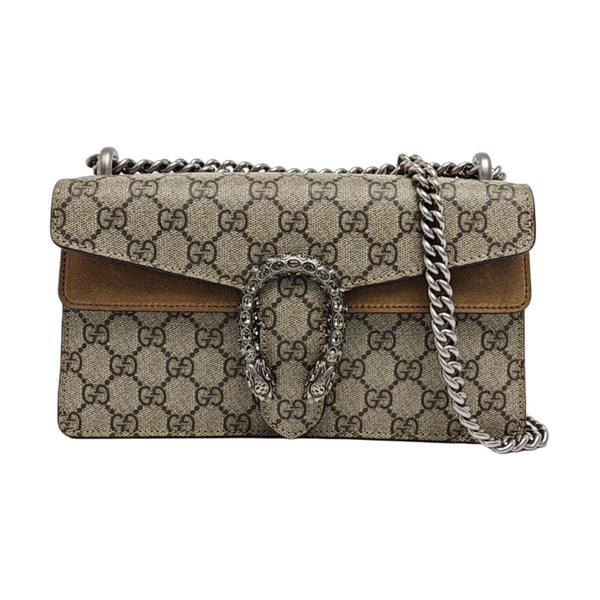 Dionysus Small Monogram Coated Canvas Beige