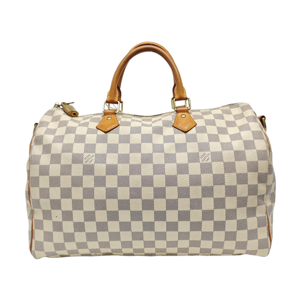 SPEEDY 35 Damier Azur Coated Canvas White