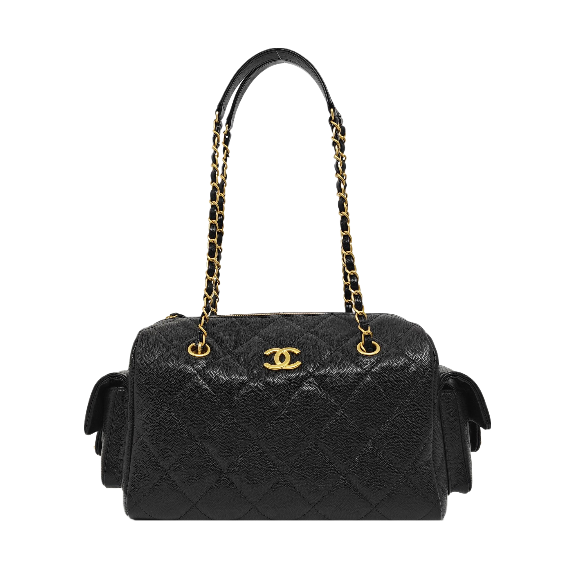 Grained Calfskin Shoulder Bag Black