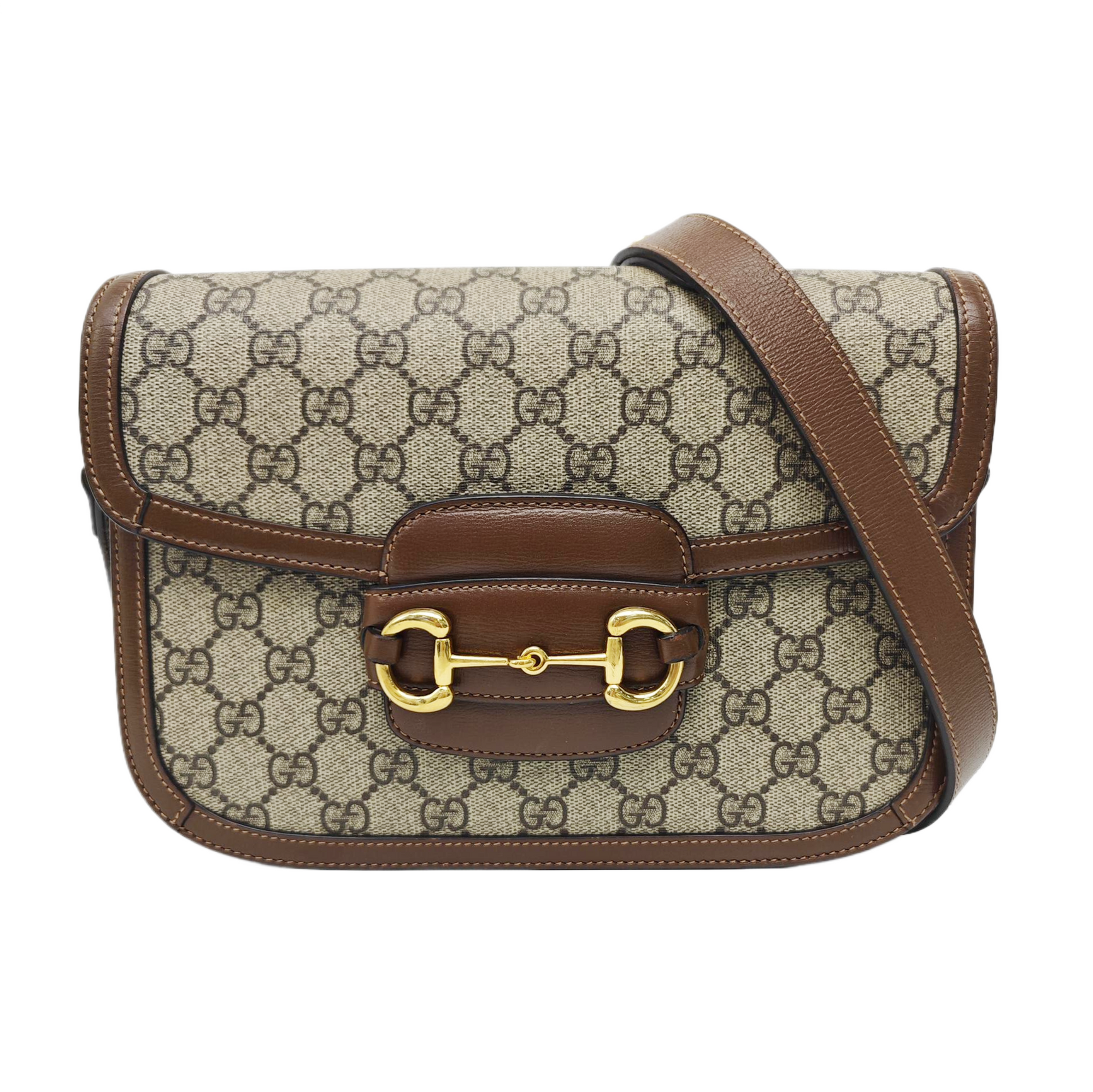 Horsebit 1955 Medium Monogram Coated Canvas Beige