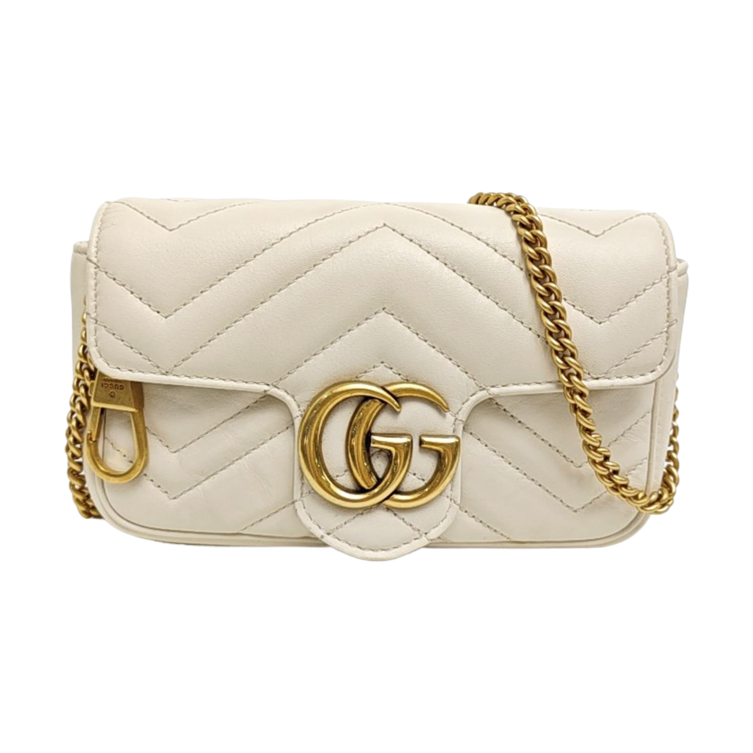 GG Marmont Mini Quilted Calfskin White