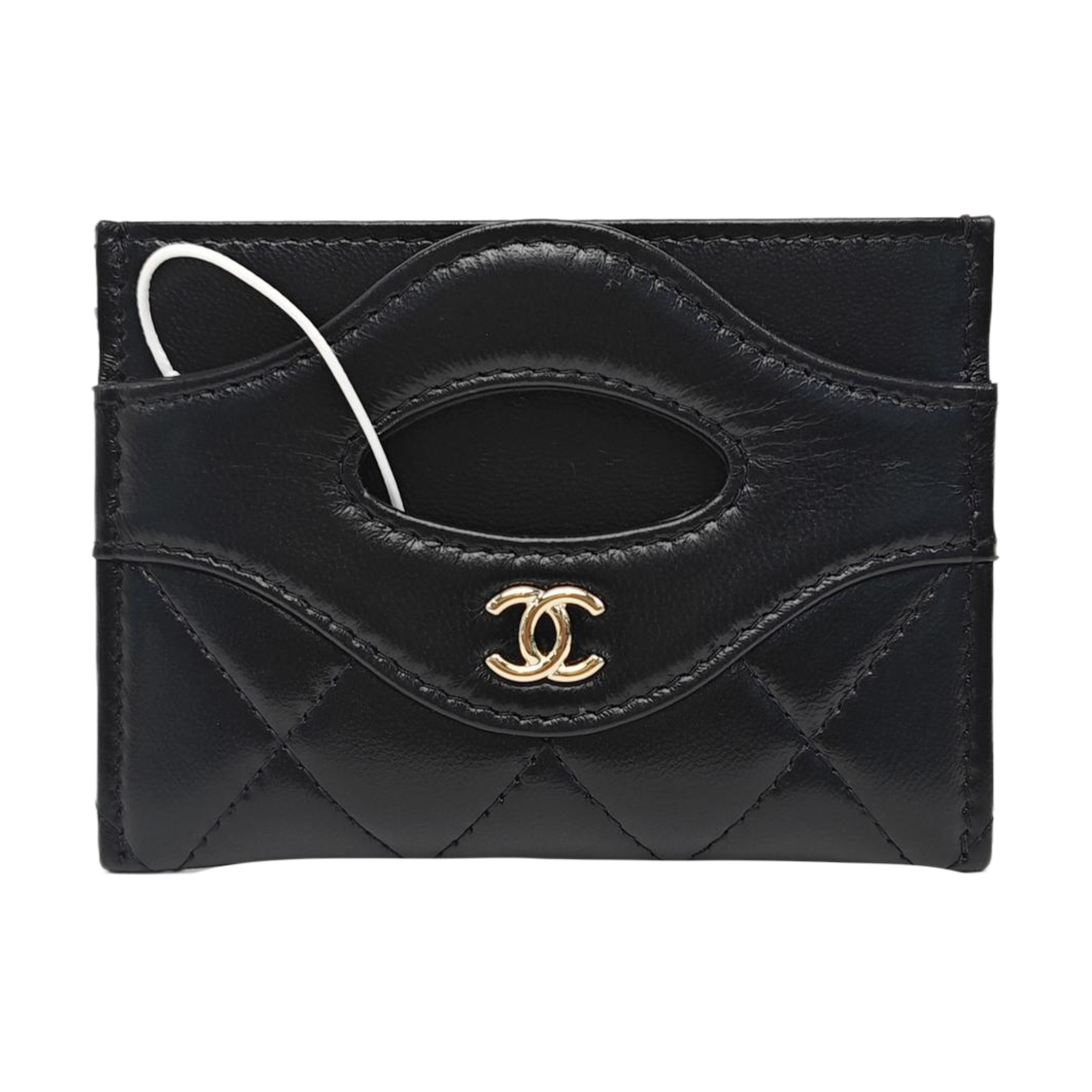 Quilted Lambskin Card Holder Black