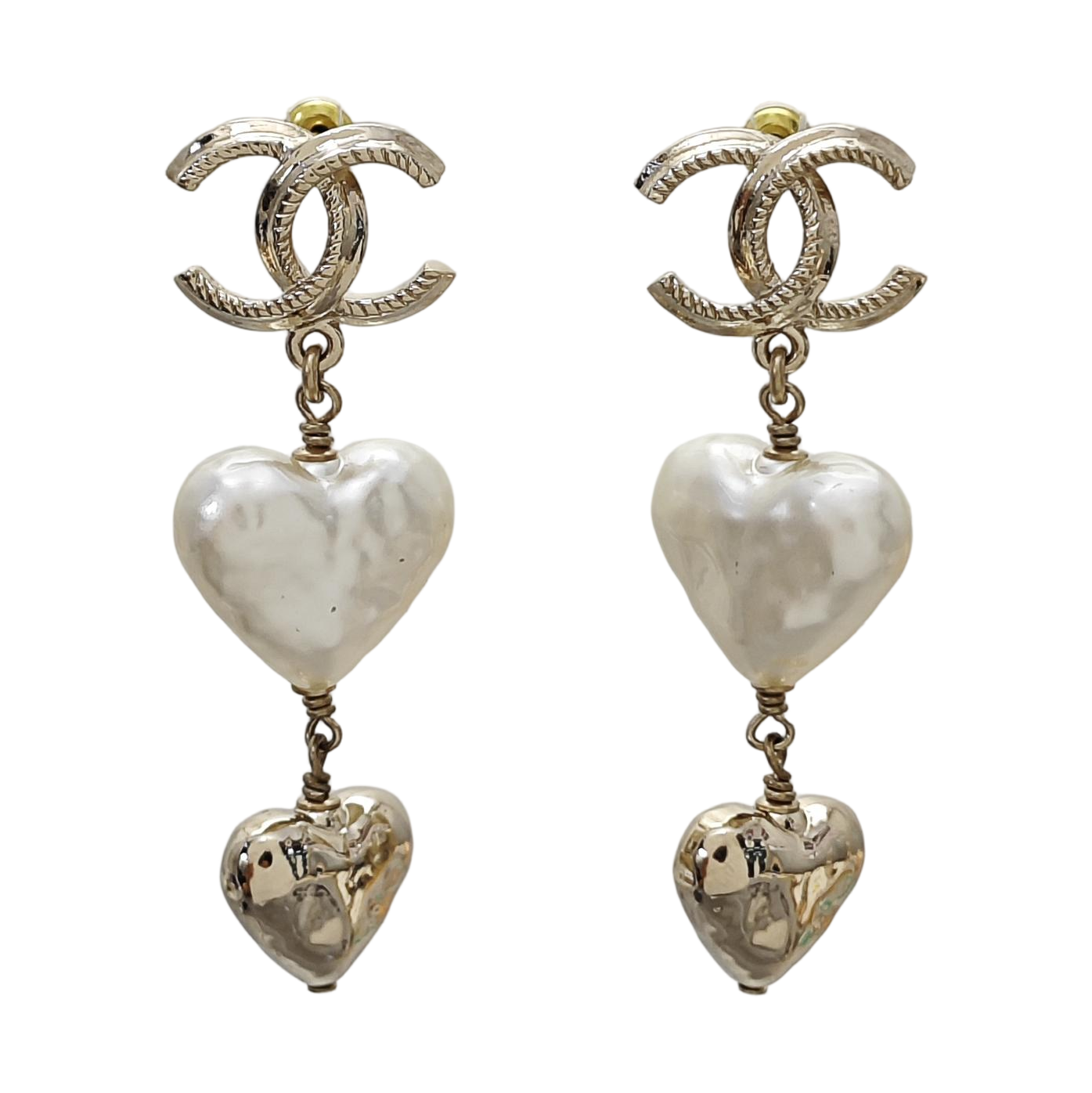 CC Logo Metal Gold Stud Earrings