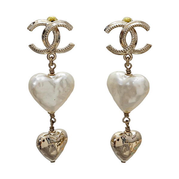 CC Logo Metal Gold Stud Earrings