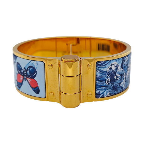 Enamel Hinged Bracelet Metal Gold Bangle