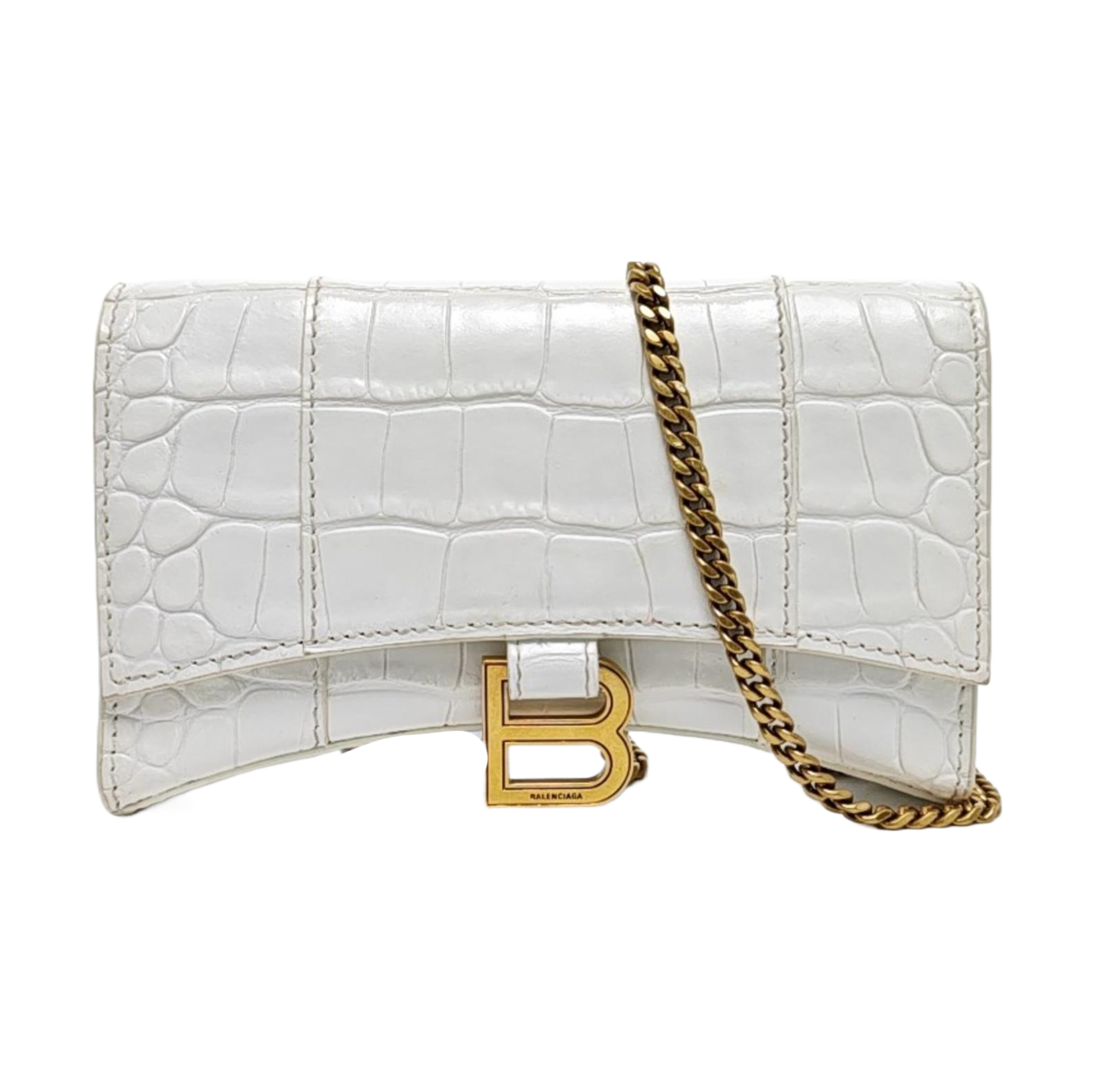 Hourglass Wallet On Chain Mini Calfskin White