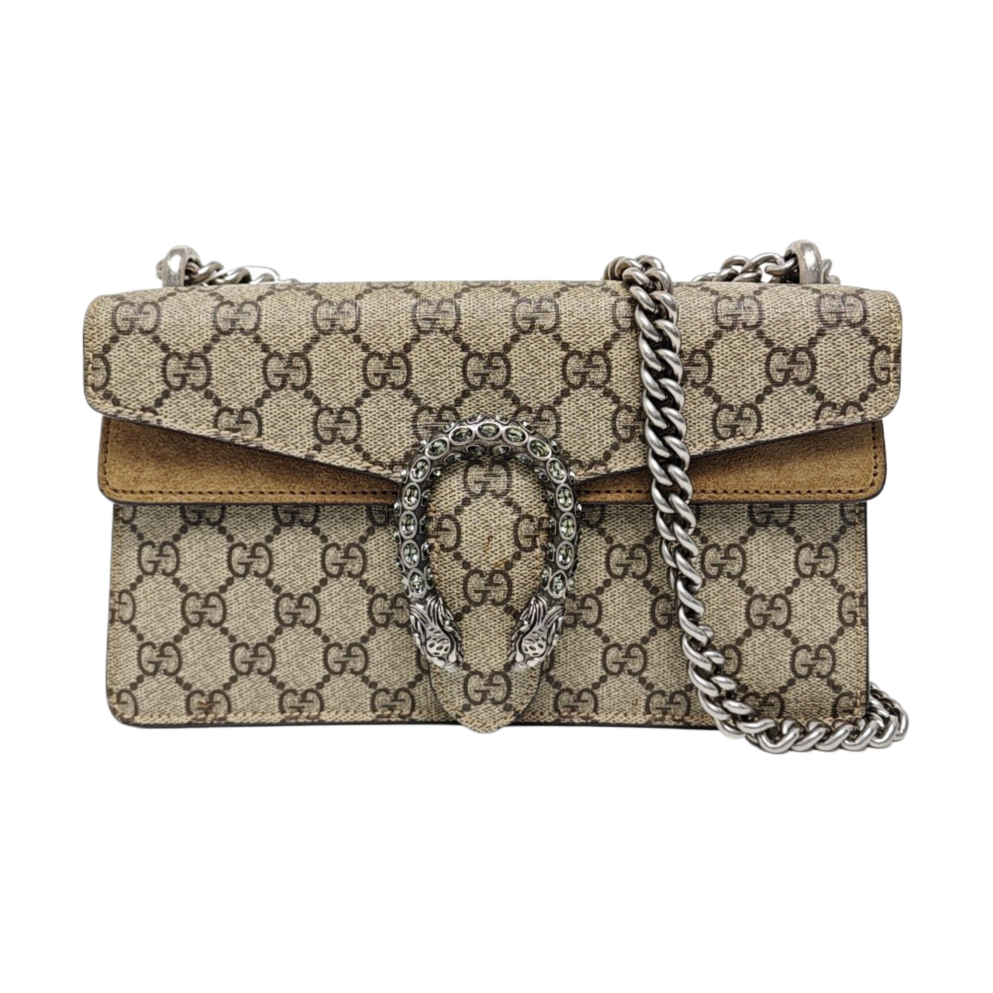 Dionysus Small Monogram Coated Canvas Beige