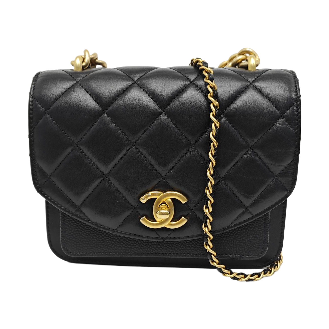 Quilted Calfskin Shoulder Bag Black