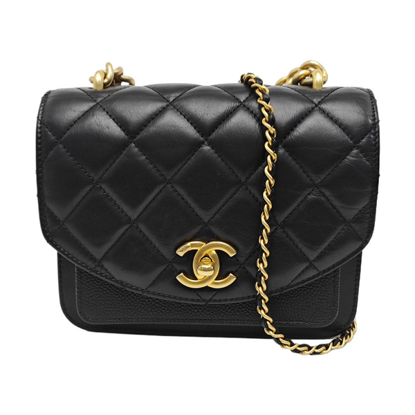 Quilted Calfskin Shoulder Bag Black