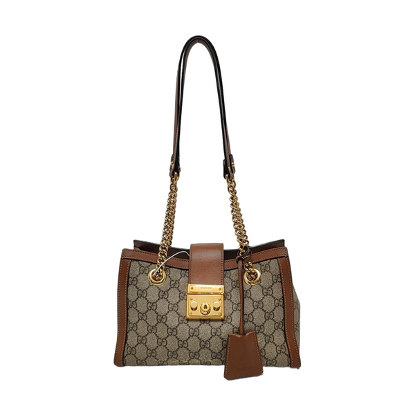 Padlock Small Monogram Coated Canvas Beige