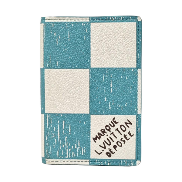 Damier Calfskin Card Holder Green
