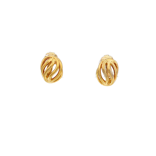 Twist Round Metal Gold Clip On Earrings