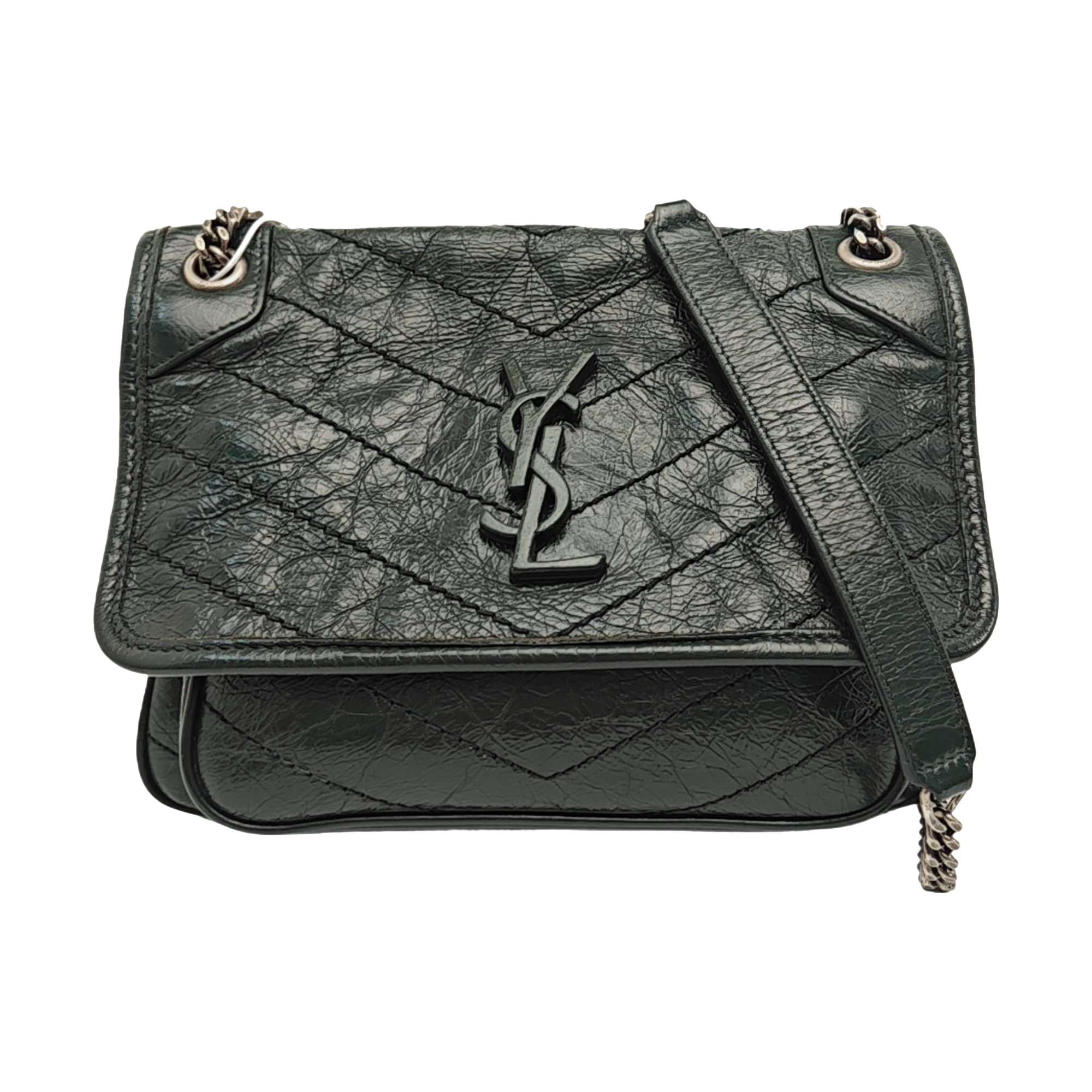 NIKI Small Chevron Calfskin Green