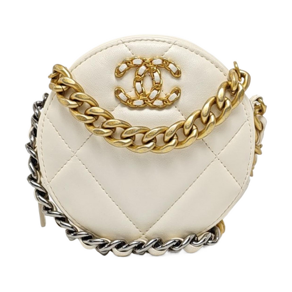 Authenticated pre-owned  CHANEL 19 Quilted Lambskin White - Shoulder Bag at Looply