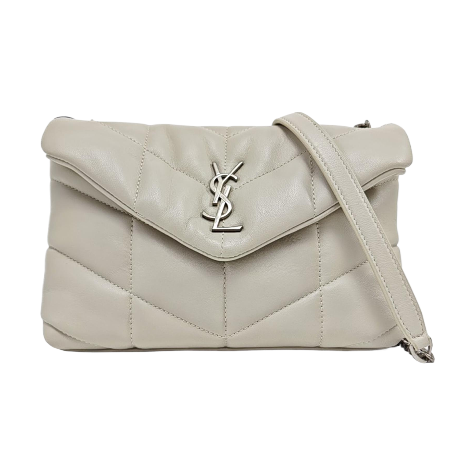 PUFFER Mini Chevron Lambskin White