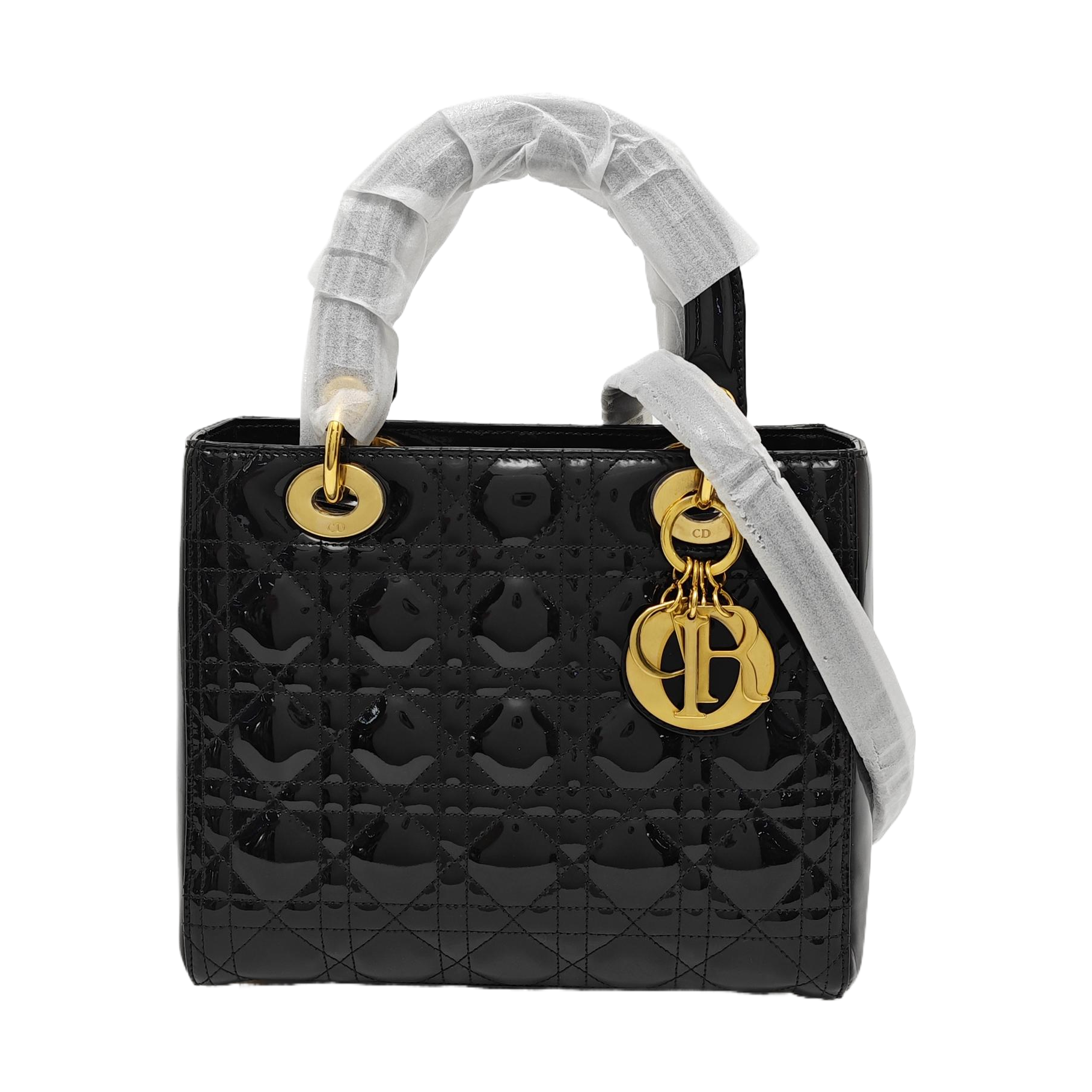 Lady Dior Medium Cannage Patent Leather Black