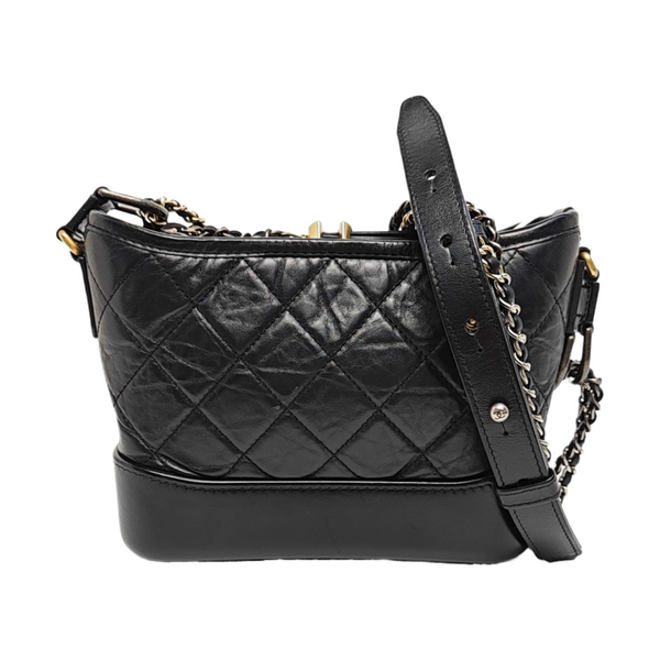 GABRIELLE Small Quilted Vintage Calf Black