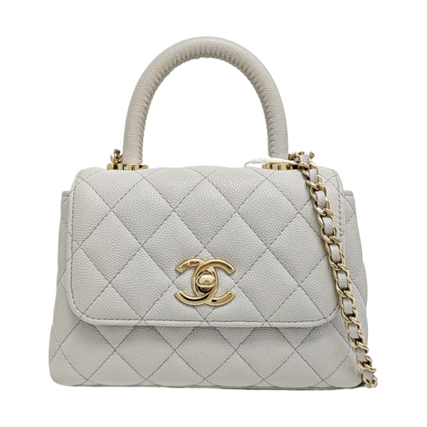 COCO HANDLE Mini Quilted Grained Calfskin Gray