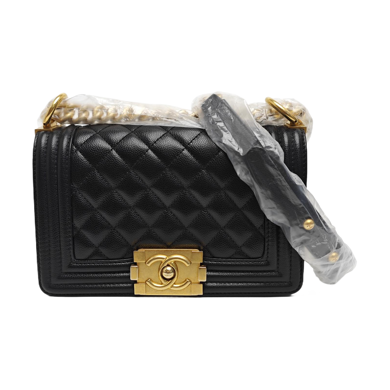 BOY CHANEL Small Quilted Grained Calfskin Black