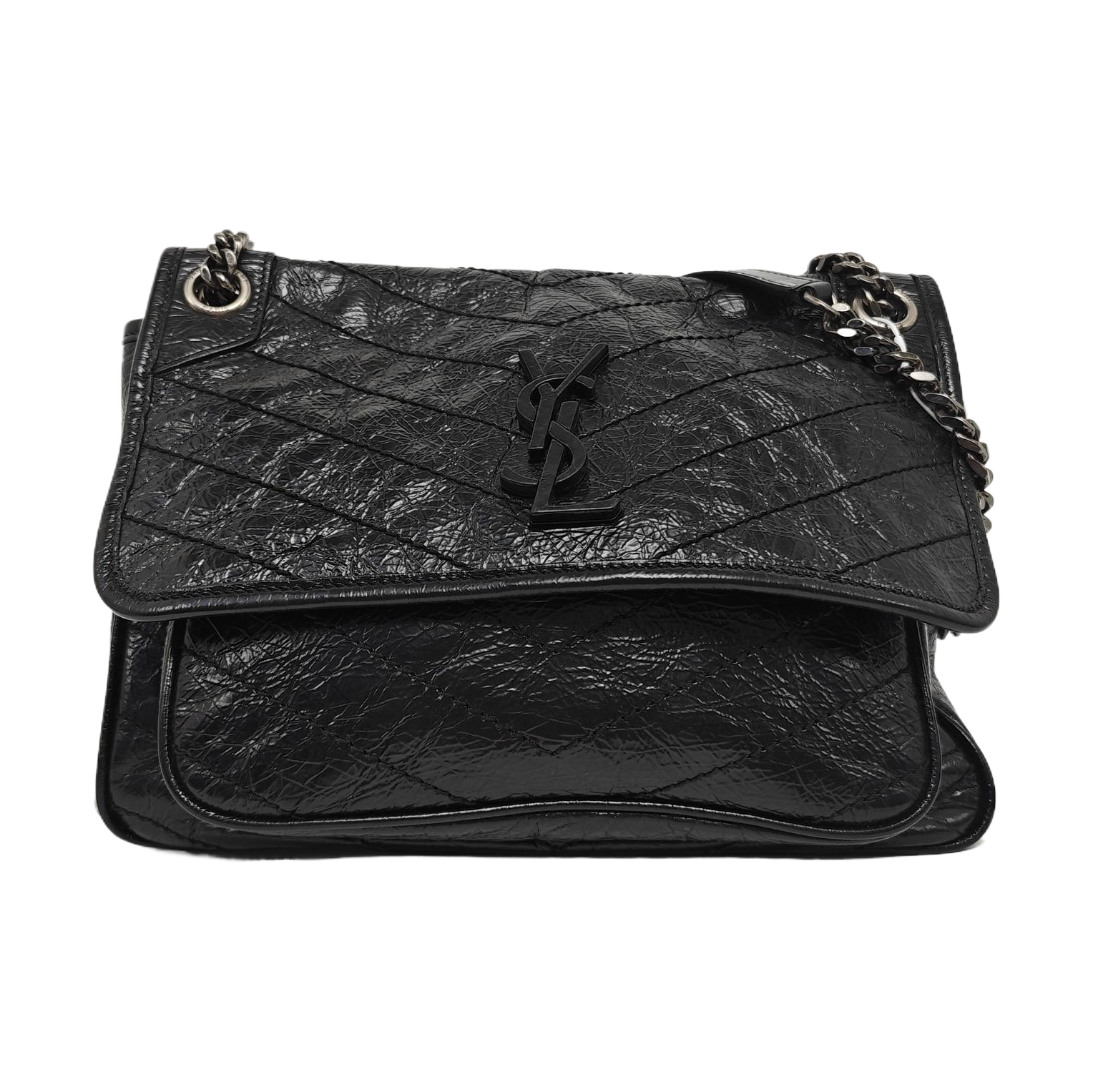 NIKI Medium Chevron Calfskin Black