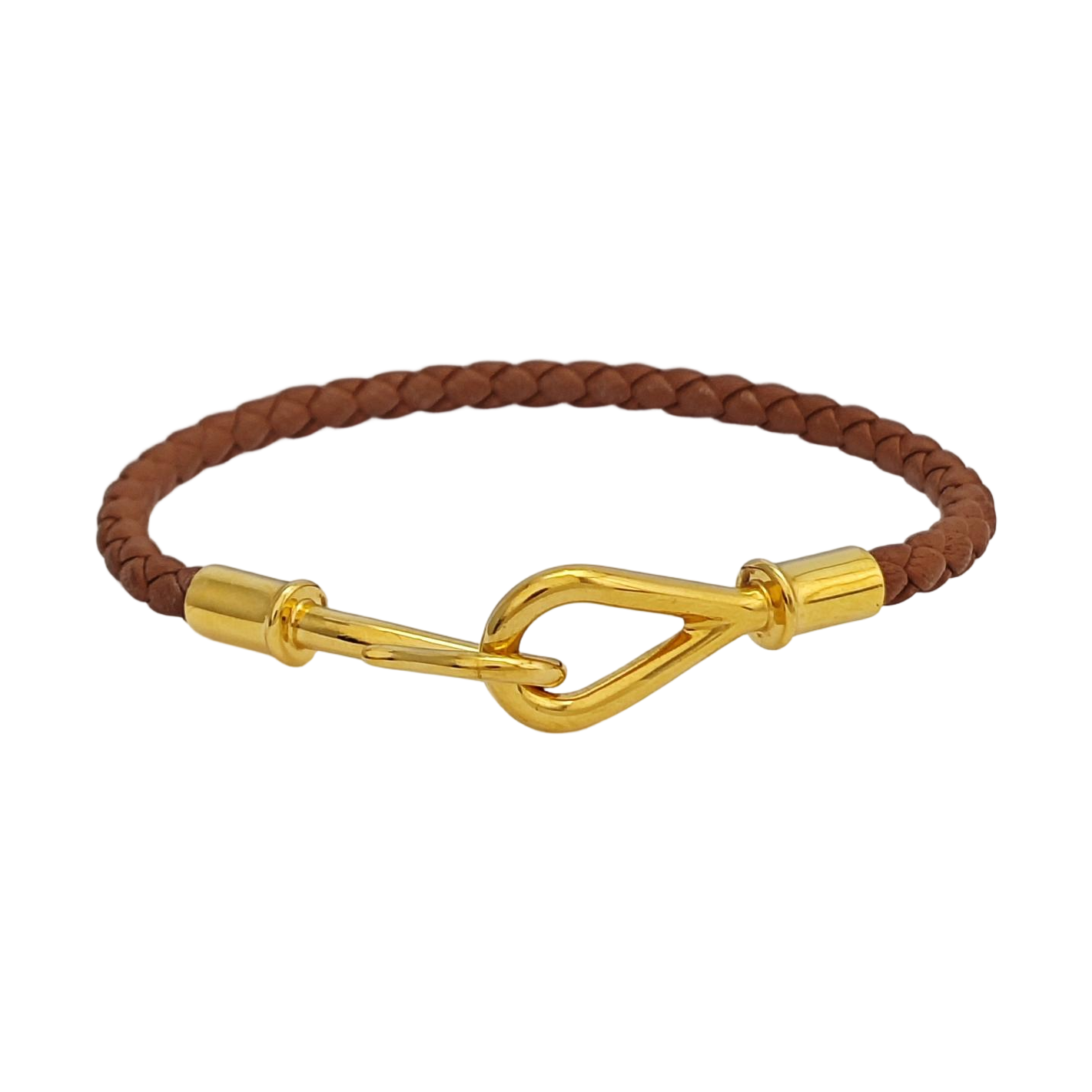 Jumbo Hook Leather Brown Bangle