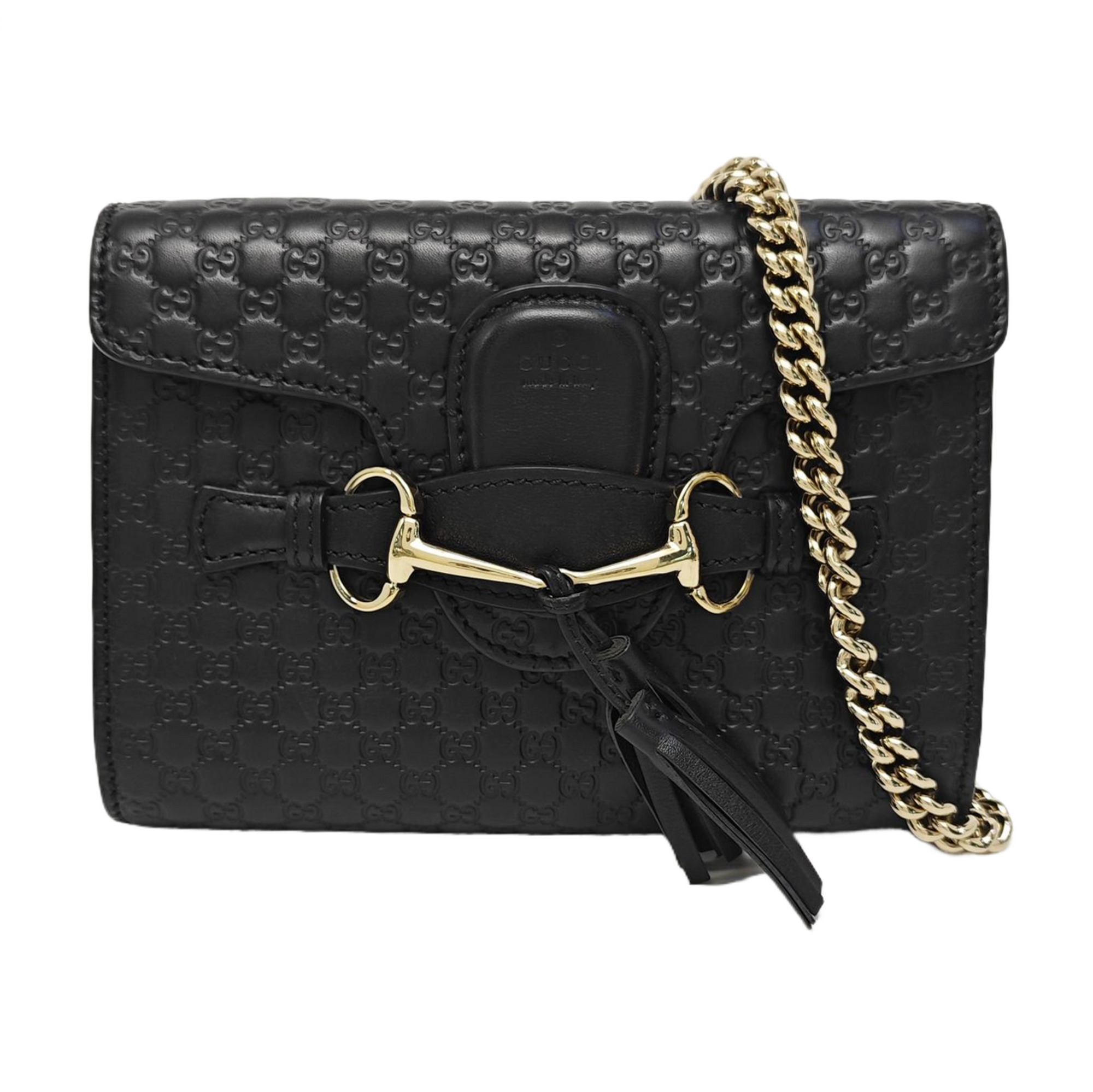 Emily Chain Mini Monogram Calfskin Black