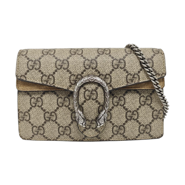 Dionysus Super Mini Monogram Coated Canvas Beige