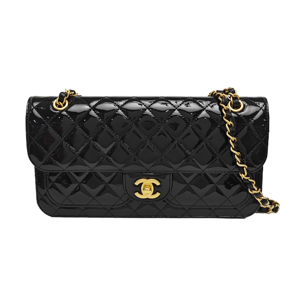 Quilted Patent Leather Shoulder Bag Black