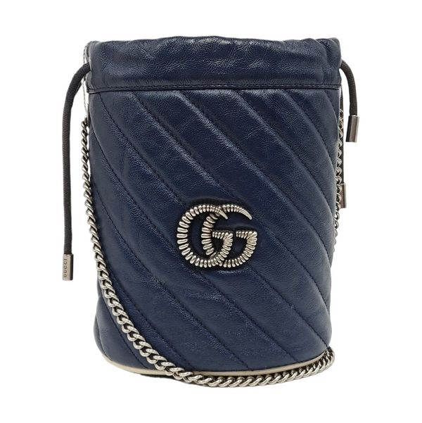 GG Marmont Minibolsa de piel acolchada azul