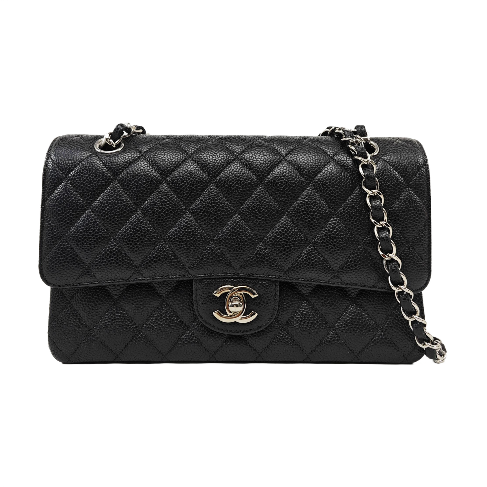 CLASSIC FLAP Small Quilted Grained Calfskin Black