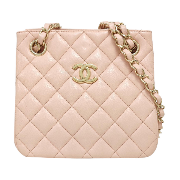 23P TOTE Quilted Grained Calfskin Pink
