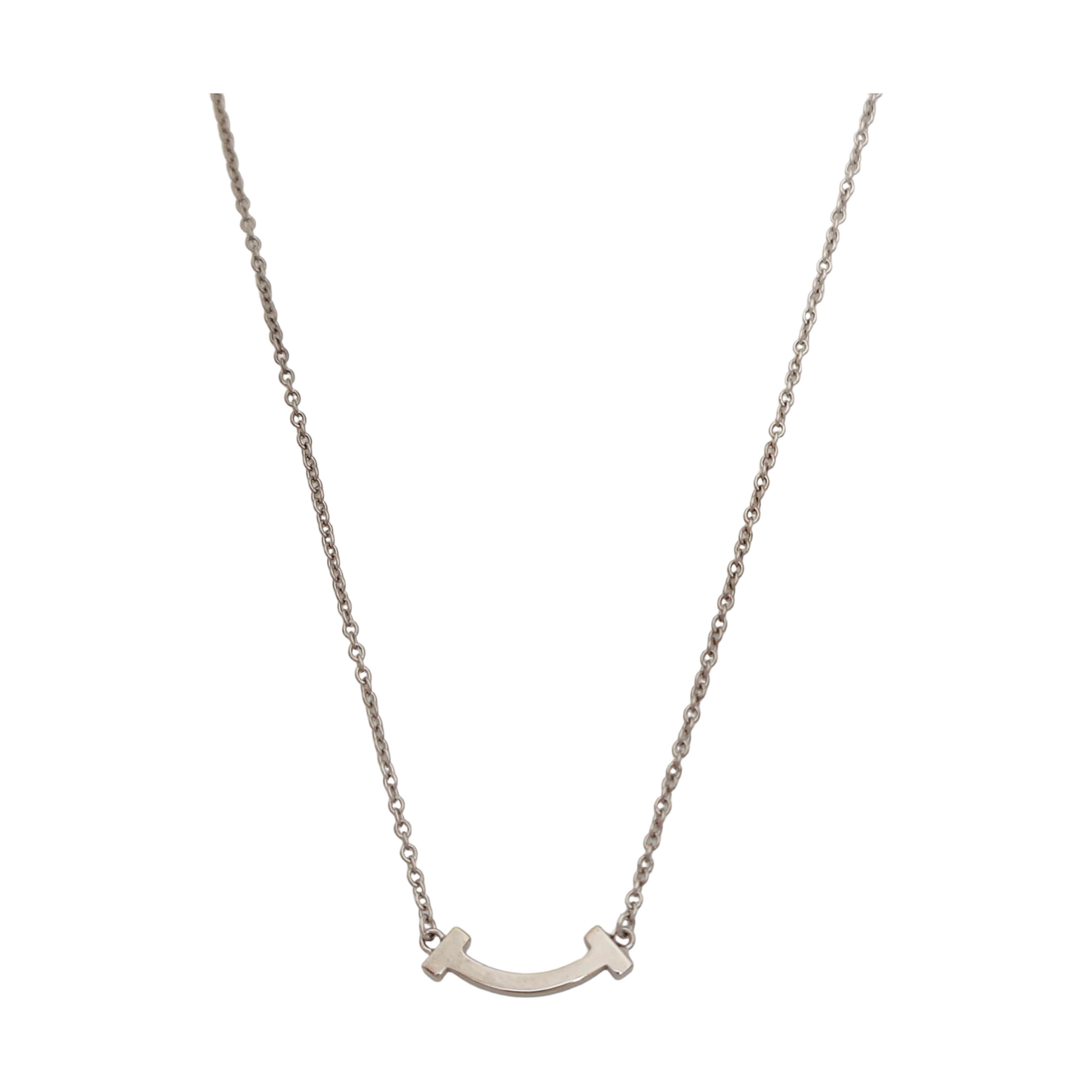 Tiffany T 18k White Gold Silver Necklace