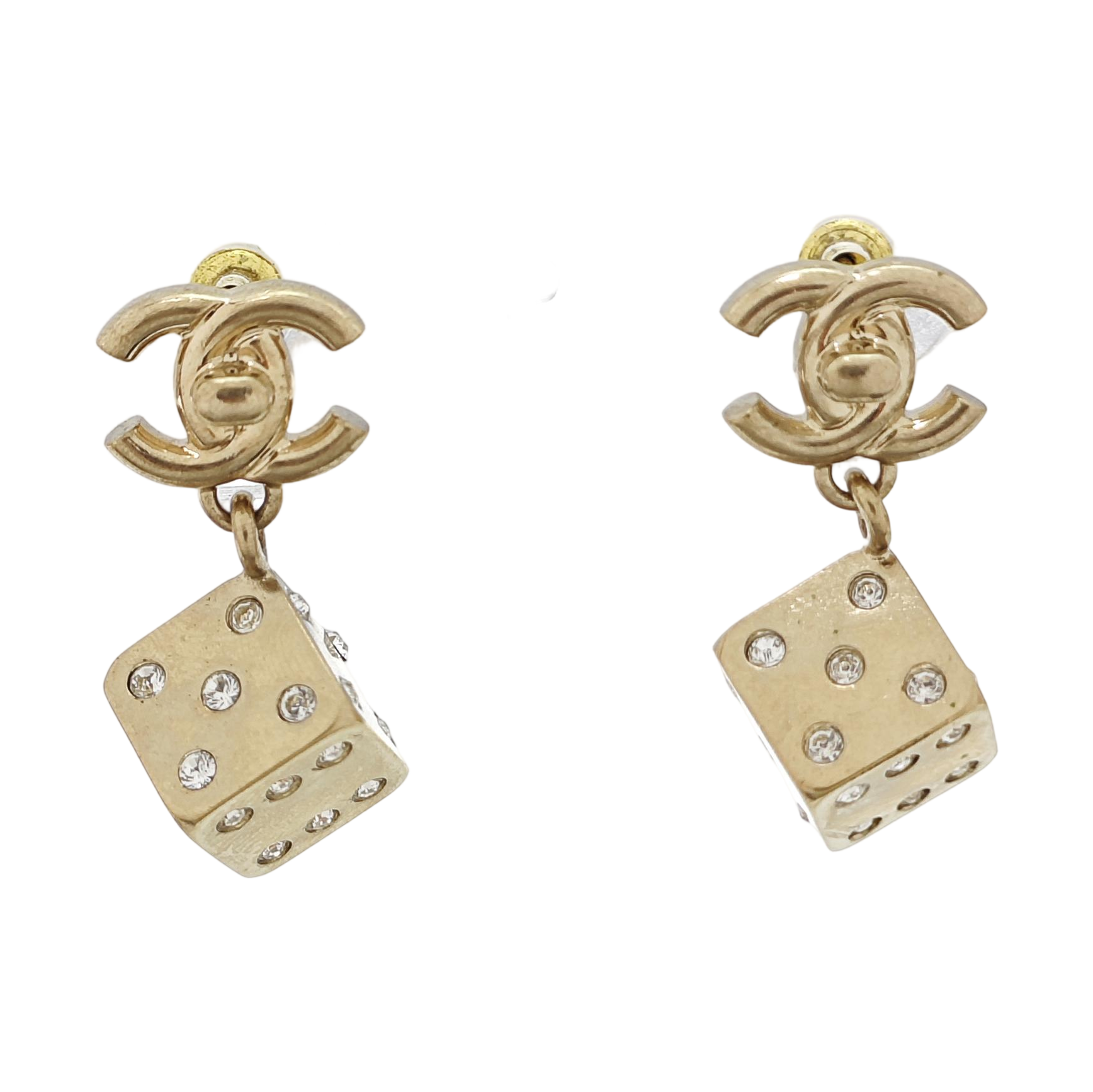 CC Logo Brass Gold Stud Earrings
