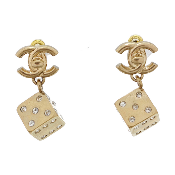CC Logo Brass Gold Stud Earrings