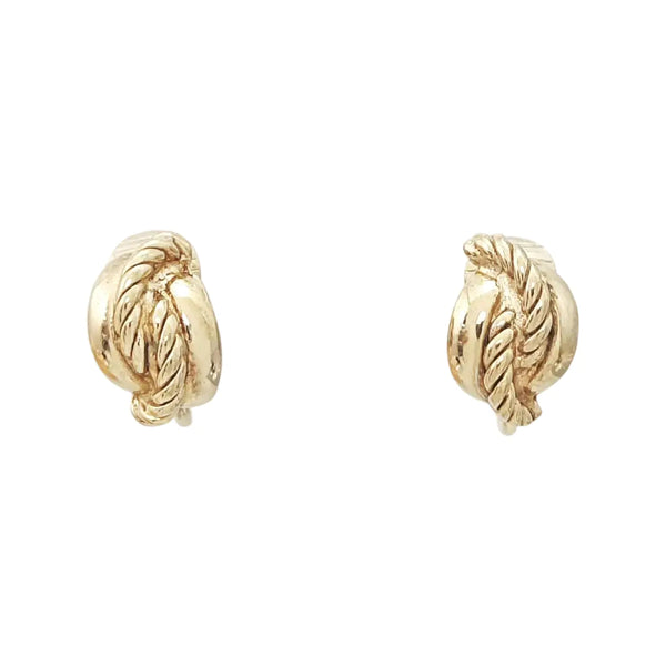 Twist Round Metal Gold Clip On Earrings