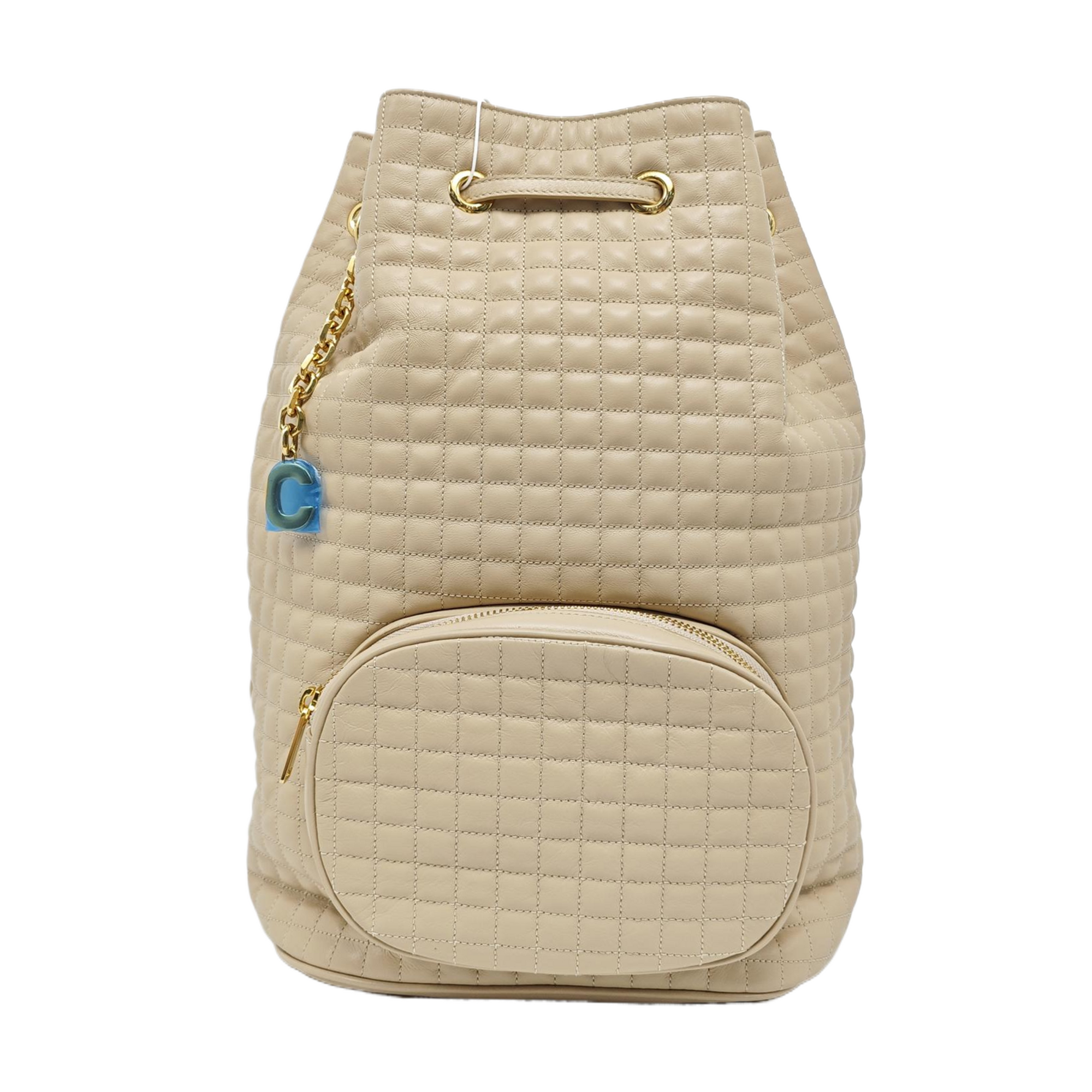 C CHARM Quilted Calfskin Beige