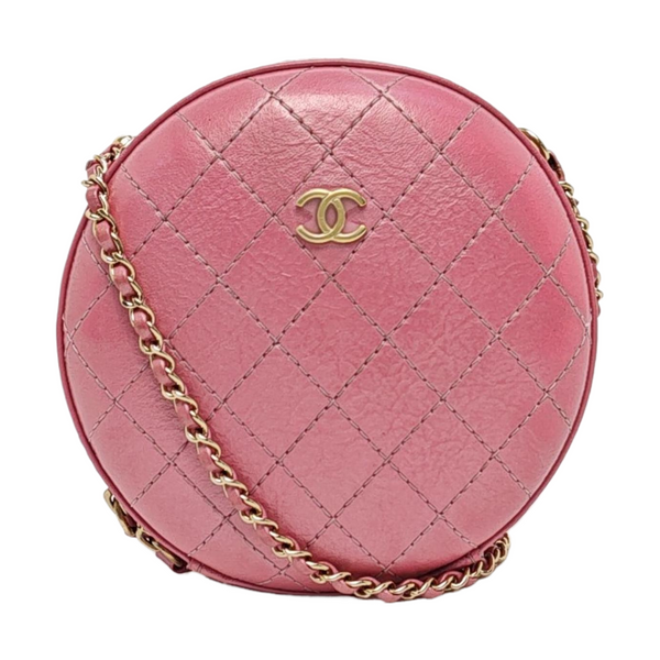 ROUND Quilted Lambskin Pink