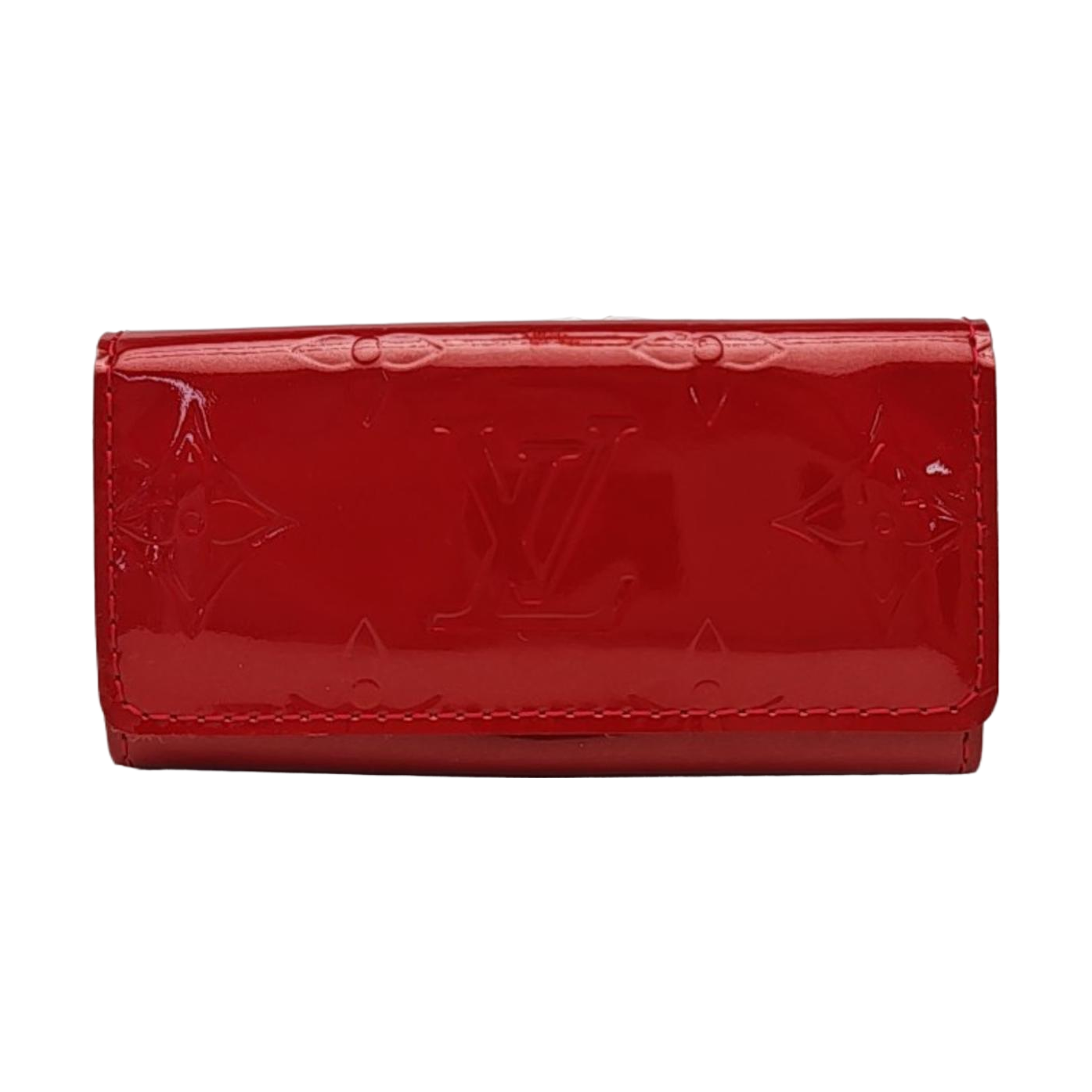 Monogram Patent Leather Key Pouch Red