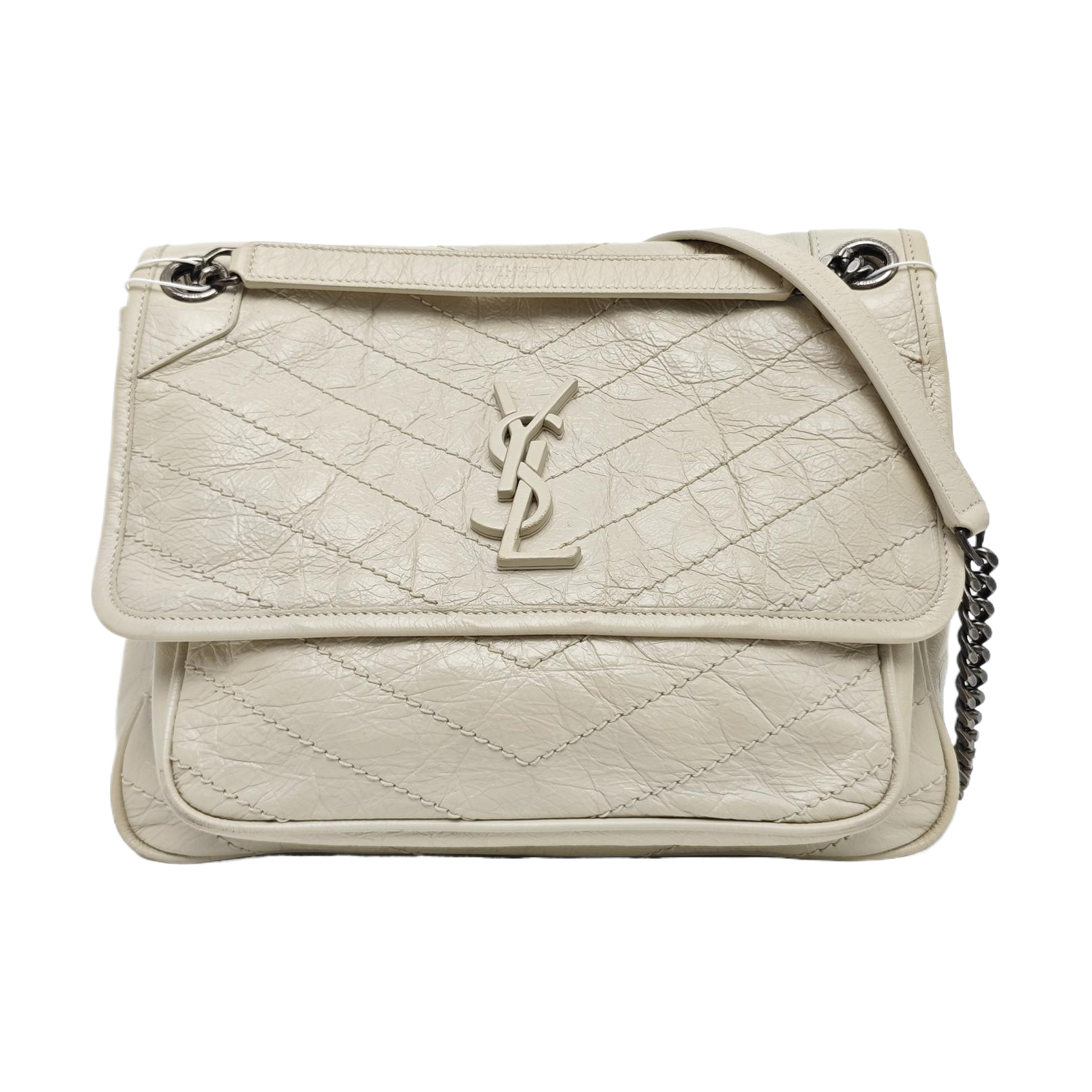 NIKI Medium Chevron Calfskin Gray